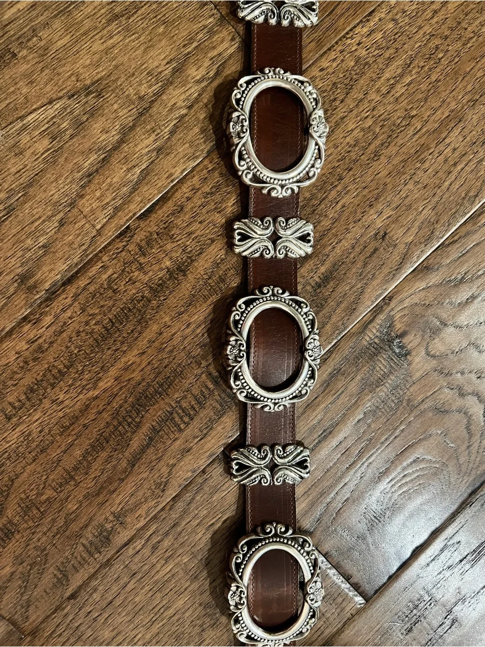 Vintage Lady Nadim Brown Leather Western Concho Belt Size M